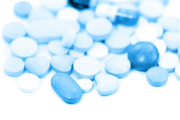 Different medical tablets in monochrome color
