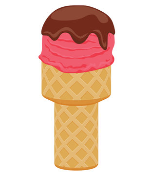 Cherry ice cream with chocolate on top