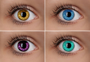 Colorful eyes collage close-up