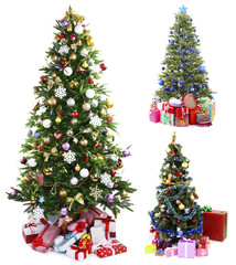 Christmas trees with gifts collage
