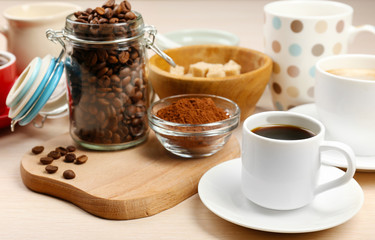 Fresh coffee with several ingredients