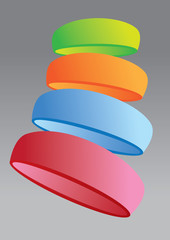 Playful Bands in Four Colors Abstract Vector Background