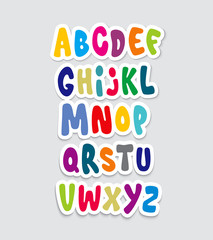 Cartoon comic graffiti font alphabet. Vector