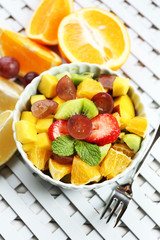 Fruit salad on table