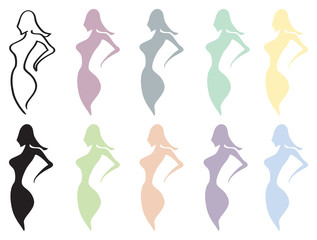 Female Body Shape Vector Designs Isolated on White