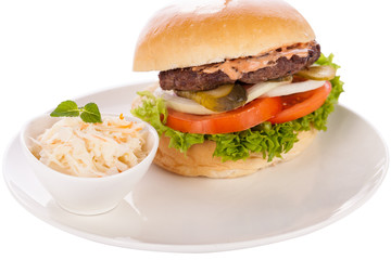 Cheeseburger with cole slaw
