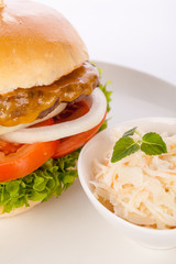 Cheeseburger with cole slaw