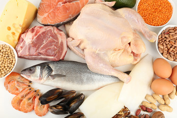 Food high in protein close-up