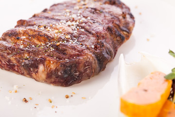 Grilled beef steak with seasoning