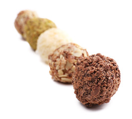 Delicious chocolate candy isolated on white