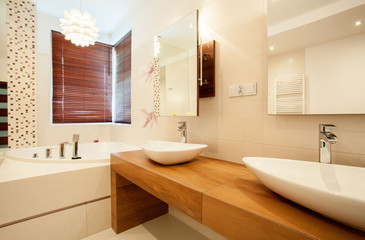Two sinks in bathroom