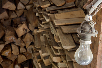 firewood stock in the shed