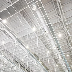 Printed roller blinds Industrial building modern glass roof