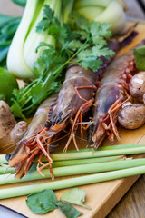 Ingredients for Thai tom yam soup