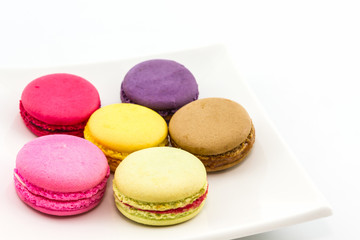 Fototapeta na wymiar Sweet and colourful french macaroons or macaron.