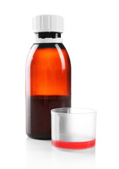 Cough syrup isolated on white