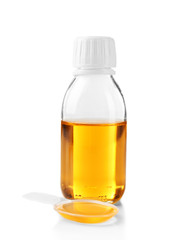 Cough syrup isolated on white
