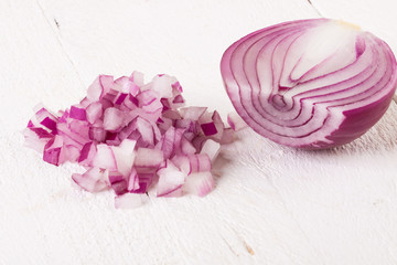 Obraz na płótnie Canvas Fresh finely diced red onion