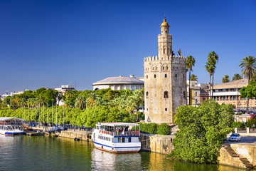 Torre del Oro Tower of Seville, Sapin - obrazy, fototapety, plakaty
