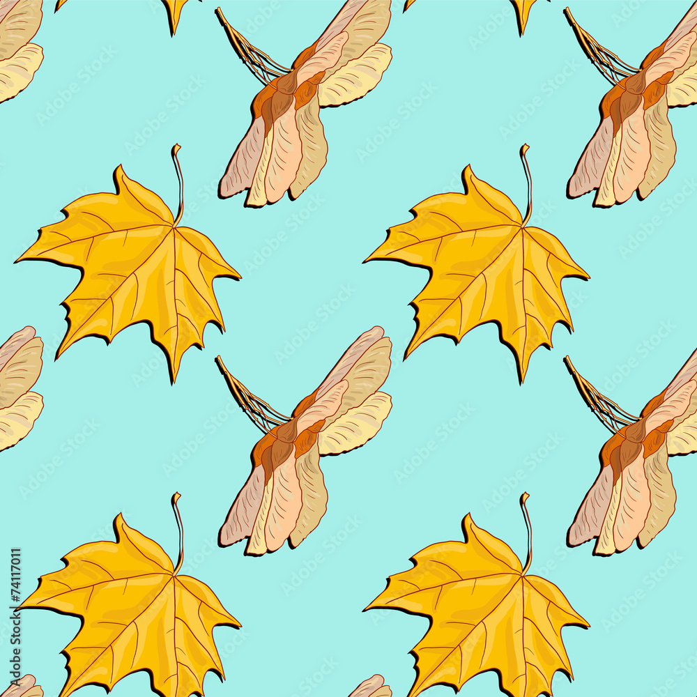 Wall mural seamless pattern with leaves of maple