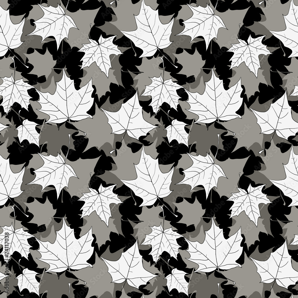 Wall mural seamless pattern with leaves of maple