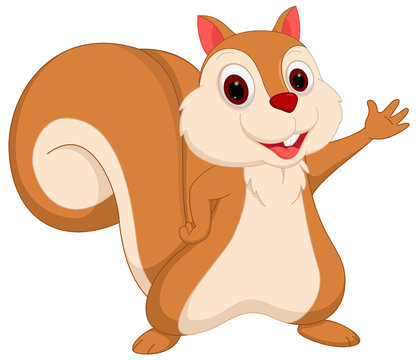 Happy squirrel cartoon waving