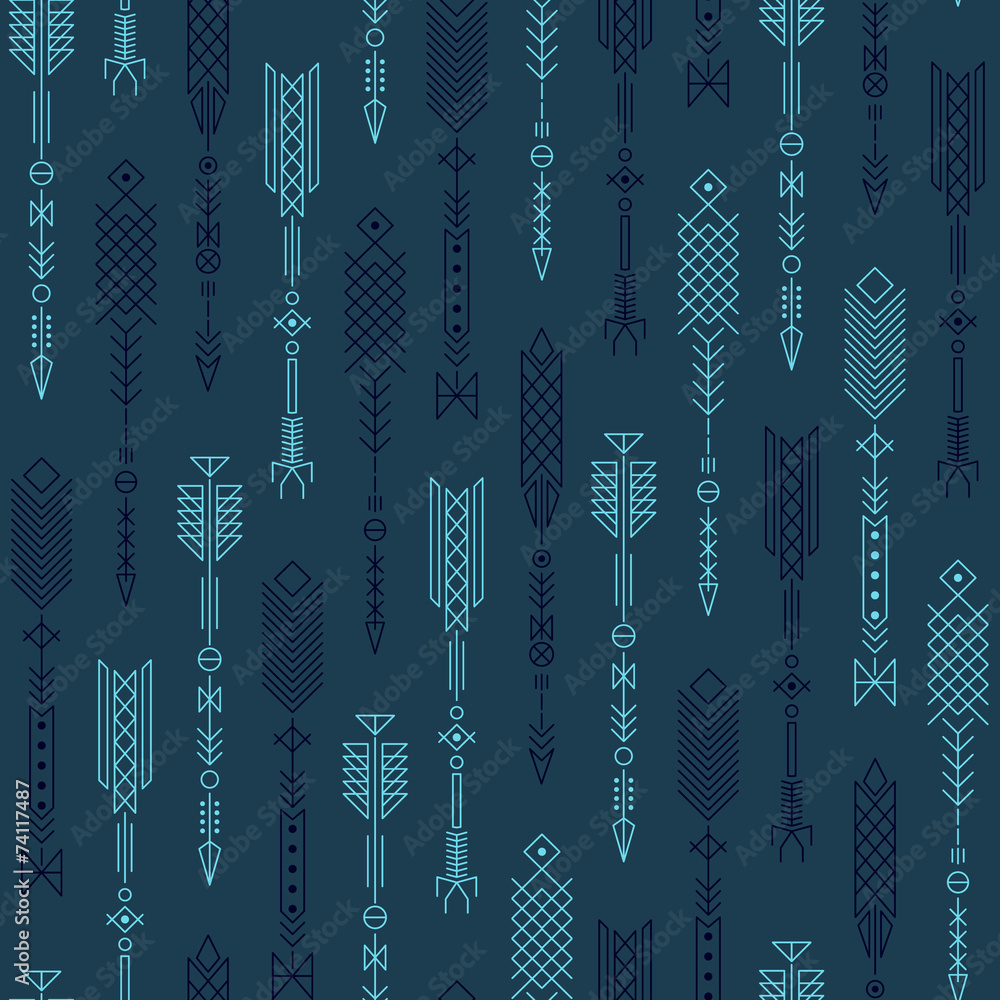 Poster seamless abstract pattern with stylized arrows.