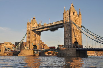 Tower Bridge in London with double decker bus, United Kingdom