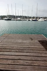 Foto op Canvas wood marina pontoon with sail boats and yacht © William Richardson