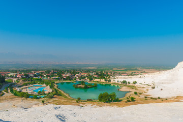 Fototapeta na wymiar beautiful view of the city from the mountain in Pamukkale