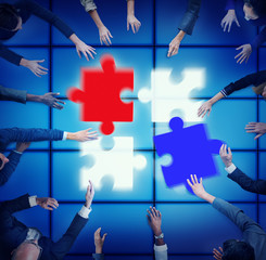 Fototapeta premium Jigsaw Puzzle Support Team Cooperation Togetherness Concep
