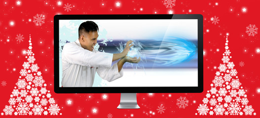 karateka showing the speed of the digital fiber for christmas