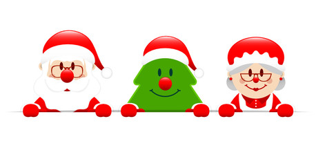 Santa, Tree & Mrs. Santa Banner