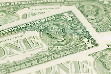 Close-up of one dollar on background