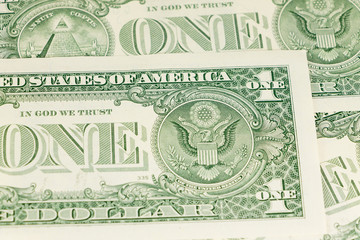 Close-up of one dollar on background