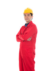 asian male engineer with safey suit
