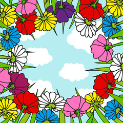 Flowers and sky, frame