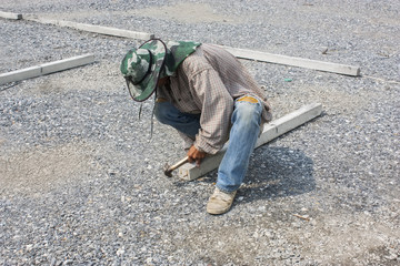 builder man working with hammer