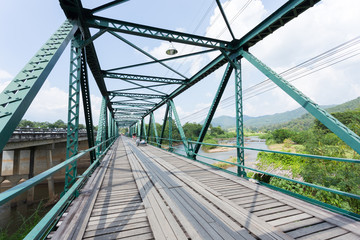 Fototapeta na wymiar iron bridge at pai river in thailand