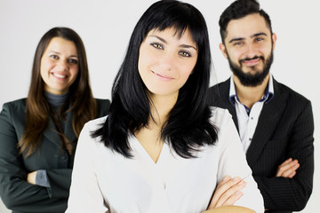 Three happy smiling business people