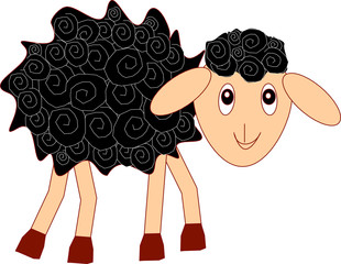 Black fluffy  fun curly sheep