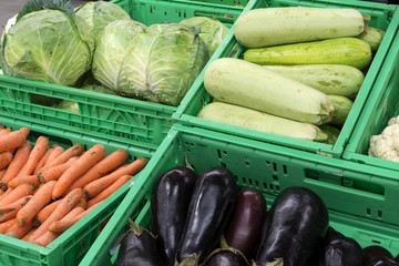 vegetables in cases