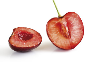 Aufgeschnittene Knorpel-Kirsche (Prunus avium subsp. duracina)