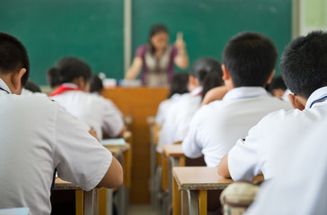 studying in classroom