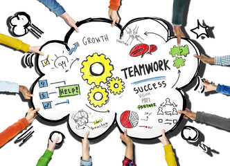 Teamwork Team Together Collaboration People Holding Cloud Concep