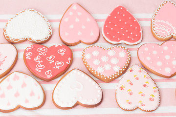 heart cookies on pink