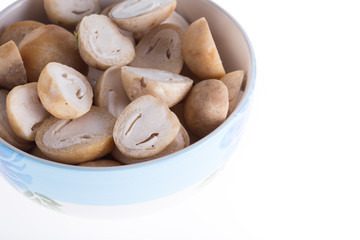 mushroom slice in bowl prepare cooking