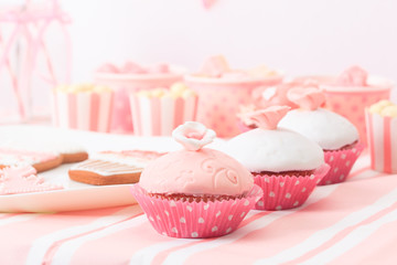dessert table at girls birthday party