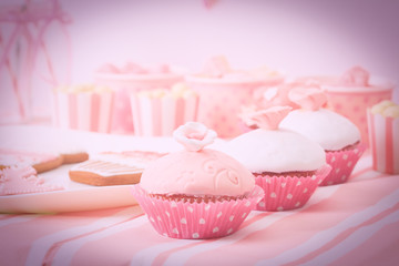 dessert table at girls birthday party