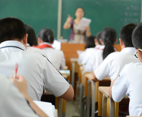 studying in classroom